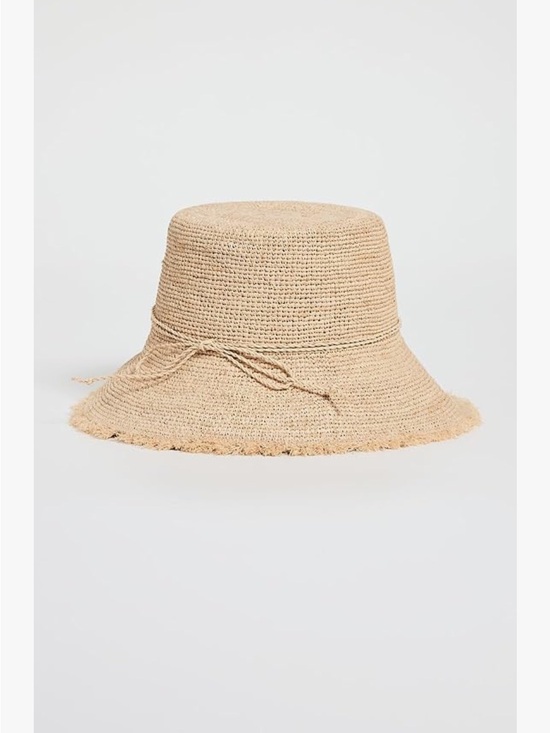 Hat Attack Straw-Look Crochet Bucket Hat in Light Brown